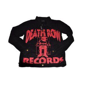 Vtg Deathrow Records Black Denim Button Up Jacket Tu Pac/Suge Knight/Snoop Dogg/